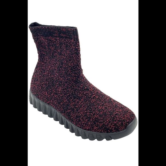 Bernie Mev Chenille Ankle Boots Keyla  Black/Burgundy - Medium - Picture 2 of 5